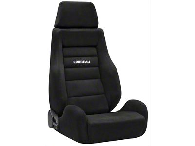 Corbeau GTS II Reclining Seats with Double Locking Seat Brackets; Black Suede (10-14 Mustang)