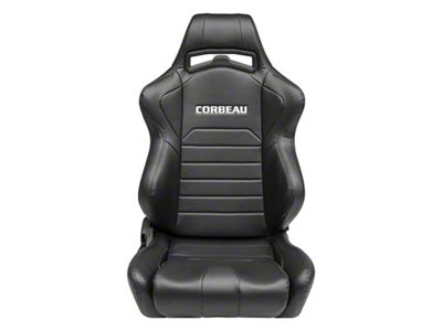 Corbeau LG1 Racing Seats with Double Locking Seat Brackets; Black Vinyl (10-14 Mustang)