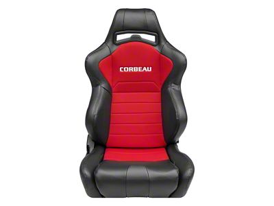 Corbeau LG1 Racing Seats with Double Locking Seat Brackets; Red Cloth (10-14 Mustang)