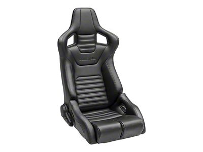 Corbeau Sportline RRB Reclining Seats with Double Locking Seat Brackets; Black Vinyl/Carbon Vinyl/Black Diamond Stitch (10-14 Mustang)