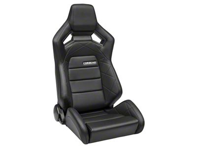 Corbeau Sportline RRX Reclining Seats with Double Locking Seat Brackets; Black Vinyl/Black HD Vinyl (10-14 Mustang)