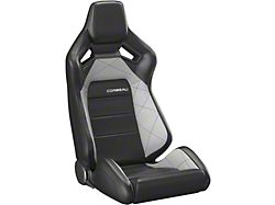 Corbeau Sportline RRX Reclining Seats with Double Locking Seat Brackets; Black Vinyl/Gray HD Vinyl (10-14 Mustang)