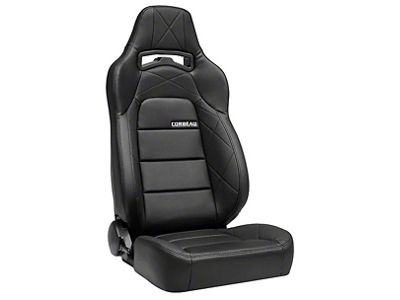 Corbeau Trailcat Reclining Seats with Double Locking Seat Brackets; Black Vinyl/Black HD Vinyl (10-14 Mustang)