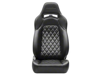 Corbeau Trailcat Reclining Seats with Double Locking Seat Brackets; Black Vinyl/Black Stitching (10-14 Mustang)