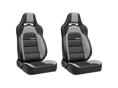 Corbeau Trailcat Reclining Seats with Double Locking Seat Brackets; Black Vinyl/Gray HD Vinyl (10-14 Mustang)