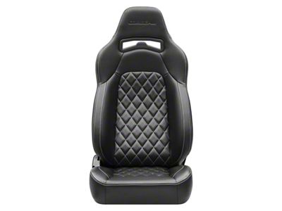 Corbeau Trailcat Reclining Seats with Double Locking Seat Brackets; Black Vinyl/White Stitching (10-14 Mustang)