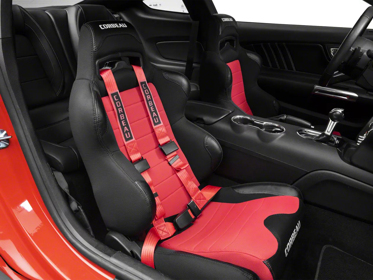 Corbeau Mustang 2-Inch 4-Point Bolt-In Harness Belt; Red