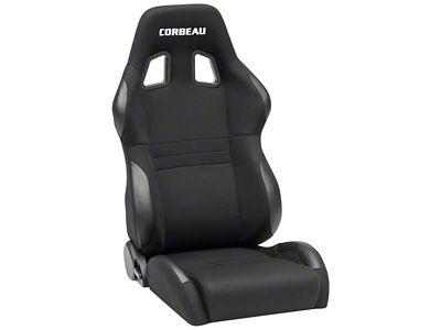 Corbeau A4 Racing Seats with Double Locking Seat Brackets; Black Cloth (79-93 Mustang)