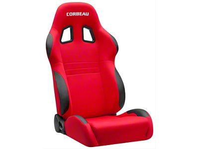 Corbeau A4 Racing Seats with Double Locking Seat Brackets; Red Cloth (79-93 Mustang)