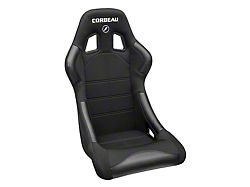 Corbeau Forza Racing Seats with Double Locking Seat Brackets; Black Cloth (79-93 Mustang)