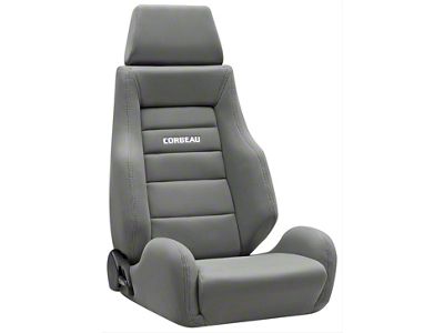 Corbeau GTS II Reclining Seats with Double Locking Seat Brackets; Gray Cloth (79-93 Mustang)