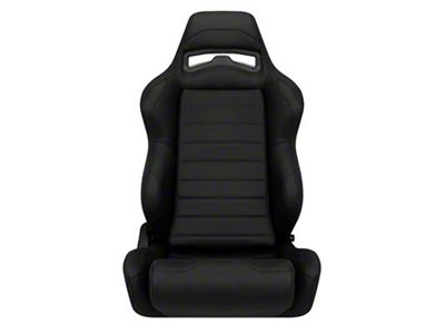 Corbeau LG1 Racing Seats with Double Locking Seat Brackets; Black Leather (79-93 Mustang)