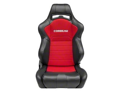 Corbeau LG1 Racing Seats with Double Locking Seat Brackets; Red Cloth (79-93 Mustang)