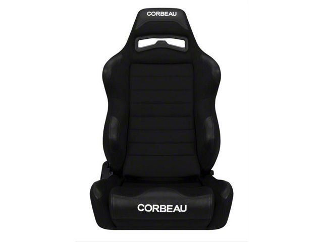 Corbeau LG1 Wide Racing Seats with Double Locking Seat Brackets; Black Cloth (79-93 Mustang)