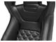 Corbeau Sportline RRB Reclining Seats with Double Locking Seat Brackets; Black Vinyl/Carbon Vinyl/Black Diamond Stitch (79-93 Mustang)