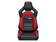 Corbeau Sportline RRX Reclining Seats with Double Locking Seat Brackets; Black Vinyl/Red HD Vinyl (79-93 Mustang)