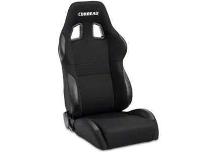Corbeau A4 Seat; Black; Pair (79-22 Mustang)
