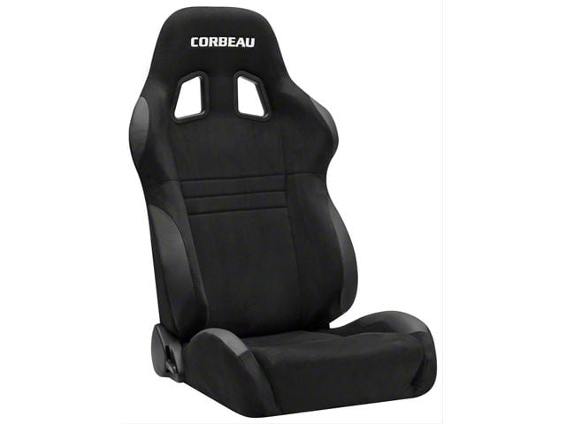 Corbeau A4 Wide Racing Seats with Double Locking Seat Brackets; Black Suede (10-15 Camaro)