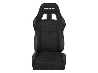 Corbeau A4 Wide Racing Seats with Seat Heater; Black Suede; Pair (Universal; Some Adaptation May Be Required)