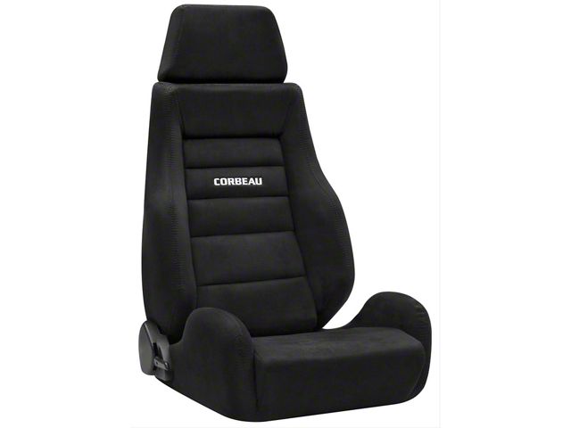 Corbeau GTS II Reclining Seats with Double Locking Seat Brackets; Black Suede (10-15 Camaro)