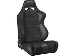 Corbeau LG1 Racing Seats with Double Locking Seat Brackets; Black Suede (16-24 Camaro)