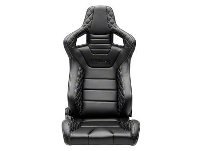 Corbeau Sportline RRS Reclining Seats with Double Locking Seat Brackets; Black Vinyl Diamond/White Stitching (10-15 Camaro)