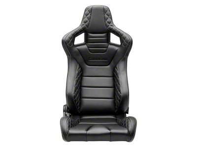 Corbeau Sportline RRS Reclining Seats with Double Locking Seat Brackets; Black Vinyl Diamond/White Stitching (16-24 Camaro)