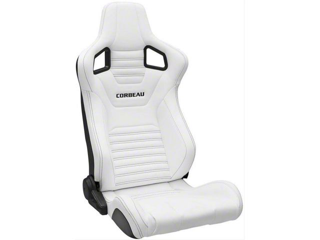 Corbeau Sportline RRS Reclining Seats with Double Locking Seat Brackets; White Vinyl/Black Stitch (10-15 Camaro)