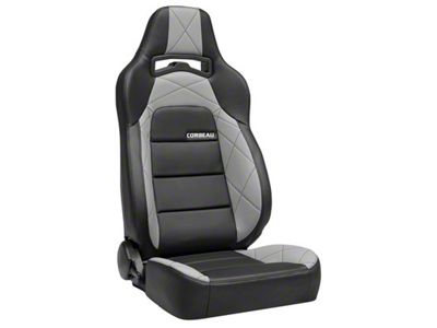 Corbeau Trailcat Reclining Seats; Black Vinyl/Gray HD Vinyl; Pair (Universal; Some Adaptation May Be Required)