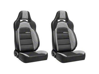 Corbeau Trailcat Reclining Seats with Double Locking Seat Brackets; Black Vinyl/Gray HD Vinyl (10-15 Camaro)