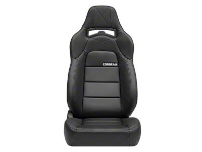 Corbeau Trailcat Reclining Seats with Seat Heater and Inflatable Lumbar; Black Vinyl/Black Stitching; Pair (Universal; Some Adaptation May Be Required)