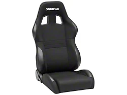 Corbeau A4 Racing Seats with Double Locking Seat Brackets; Black Cloth (12-23 Challenger)