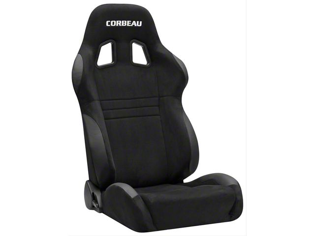 Corbeau A4 Racing Seats with Double Locking Seat Brackets; Black Suede (08-11 Challenger)
