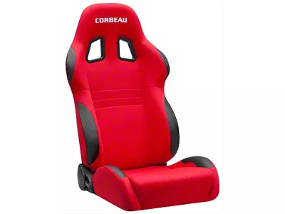 Corbeau A4 Racing Seats with Double Locking Seat Brackets; Red Cloth (12-23 Challenger)