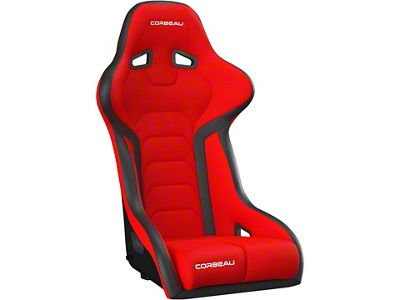 Corbeau FX1 Pro Racing Seats with Double Locking Seat Brackets; Black/Red Cloth (12-23 Challenger)