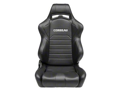 Corbeau LG1 Racing Seats with Double Locking Seat Brackets; Black Vinyl (12-23 Challenger)