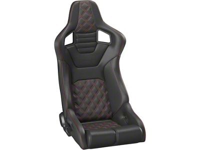 Corbeau Sportline RRB Reclining Seats with Double Locking Seat Brackets; Black Vinyl/Carbon Vinyl/Red Diamond Stitch (08-11 Challenger)
