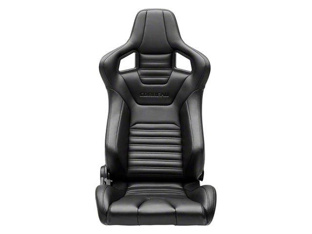 Corbeau Sportline RRS Reclining Seats with Double Locking Seat Brackets; Black Vinyl Diamond/Black Stitching (12-23 Challenger)