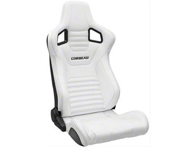 Corbeau Sportline RRS Reclining Seats with Double Locking Seat Brackets; White Vinyl/Black Stitch (08-11 Challenger)