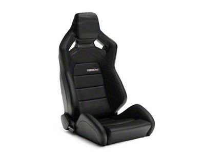 Corbeau Sportline RRX Reclining Seats; Black Vinyl/Black HD Vinyl; Pair (Universal; Some Adaptation May Be Required)