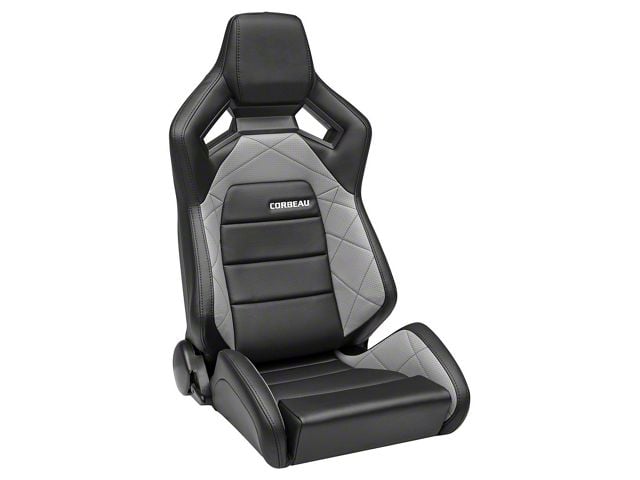 Corbeau Sportline RRX Reclining Seats with Double Locking Seat Brackets; Black Vinyl/Gray HD Vinyl (12-23 Challenger)