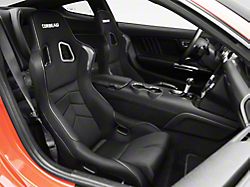 Corbeau DFX Seat; Black Vinyl/Cloth/Black Piping (79-24 Mustang)