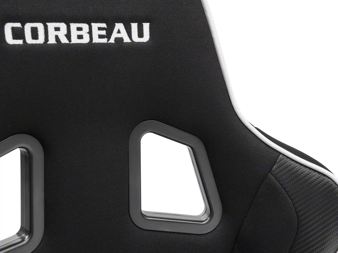 Corbeau Mustang DFX Seat; Black Vinyl/Cloth/White Piping