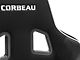 Corbeau DFX Seat; Black Vinyl/Cloth/White Piping (79-24 Mustang)