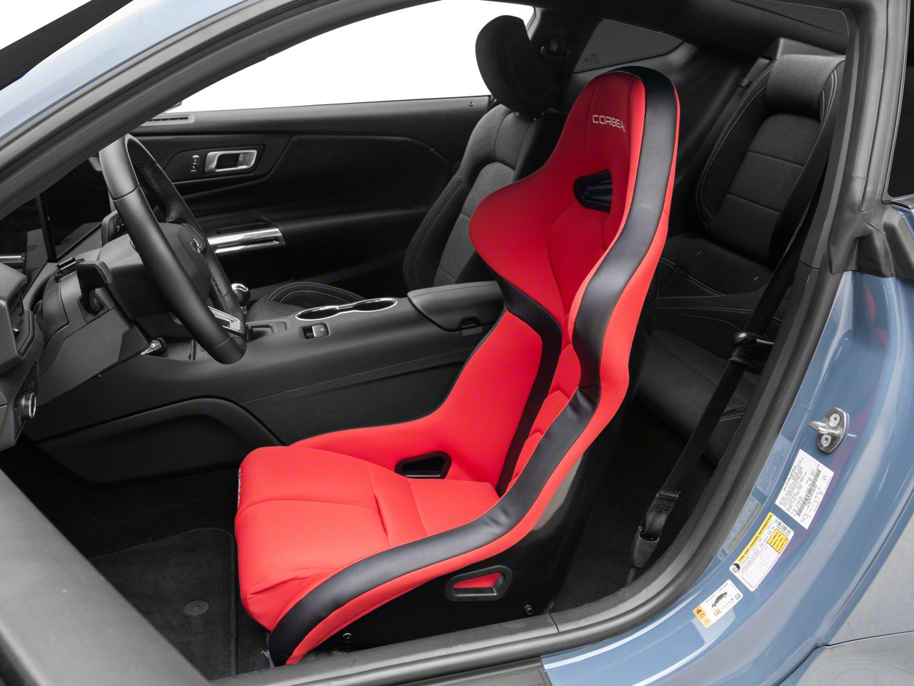 Corbeau Mustang FX1 Racing Seat; Black/Red Cloth 29507 (79-26