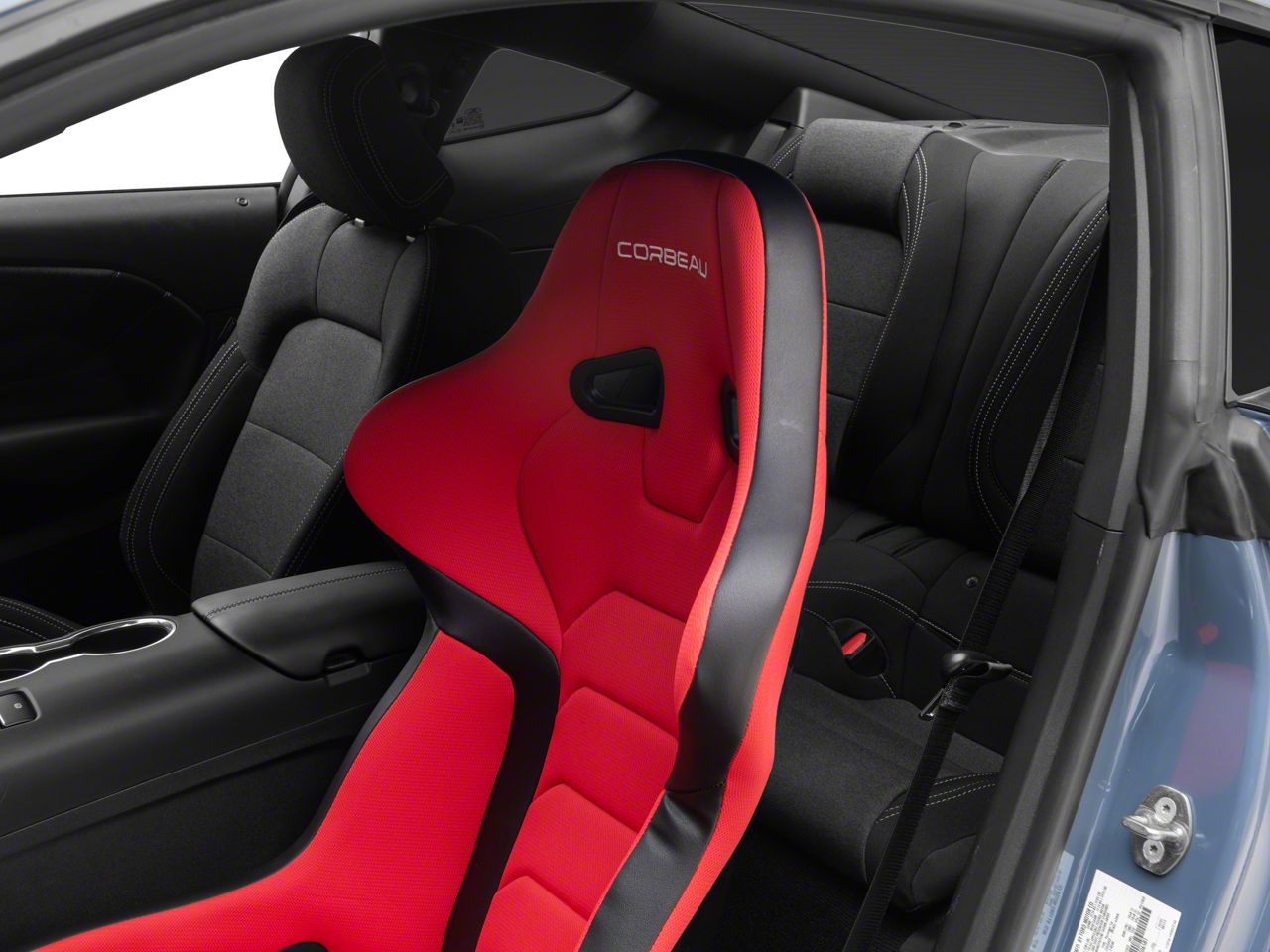 Corbeau Mustang FX1 Racing Seat; Black/Red Cloth 29507 (79-26