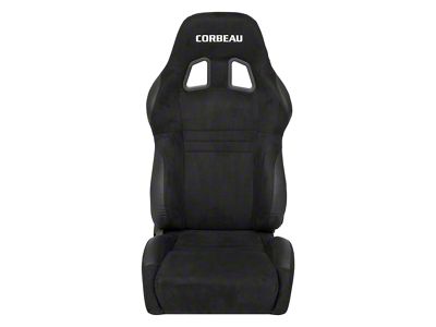 Corbeau A4 Racing Seats with Inflatable Lumbar; Black Suede; Pair (Universal; Some Adaptation May Be Required)