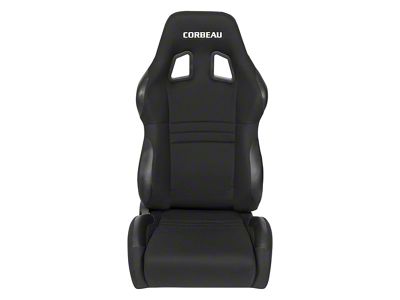 Corbeau A4 Racing Seats with Seat Heater and Inflatable Lumbar; Black Cloth; Pair (Universal; Some Adaptation May Be Required)