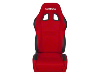 Corbeau A4 Racing Seats with Seat Heater and Inflatable Lumbar; Red Cloth; Pair (Universal; Some Adaptation May Be Required)