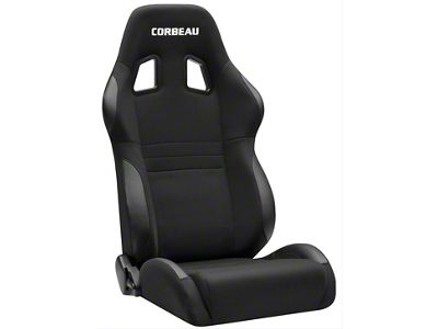 Corbeau A4 Wide Racing Seats with Double Locking Seat Brackets; Black Cloth (94-98 Mustang)